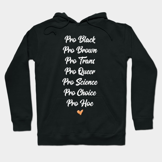 Pro Black, Pro Brown, Pro Trans, Pro Queer, Pro Science, Pro Choice, Pro Hoe Hoodie by aaallsmiles